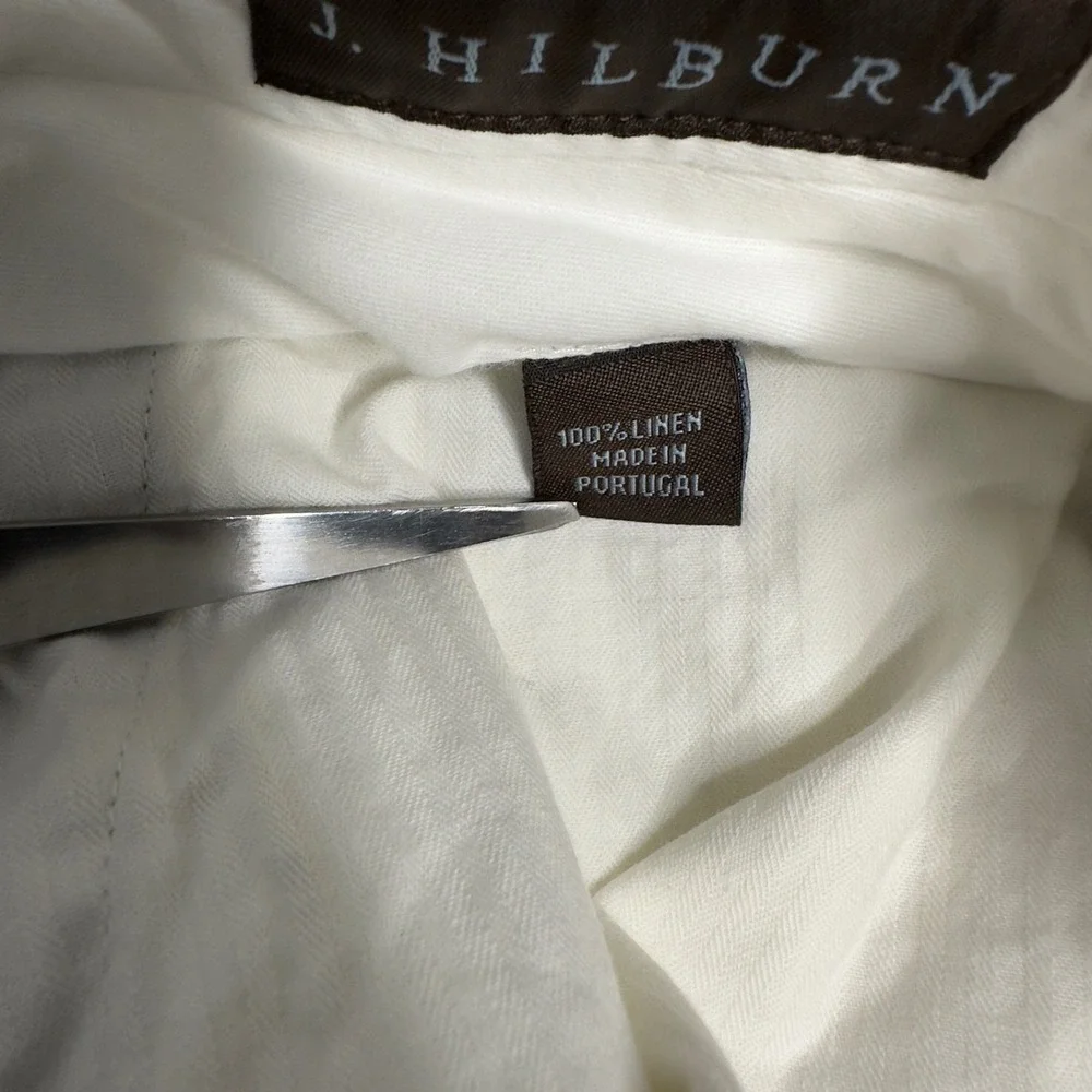 J. Hilburn Pants‎ Mens 38x32 Beige Linen Cuffed Trouser Vacation Minimalist